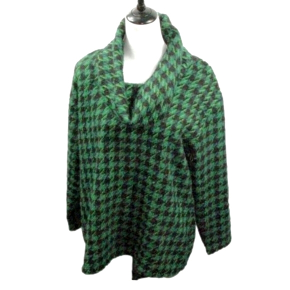 Lulu B Green/Black Tweed Cowl Neck Sweater Size Large - Picture 3 of 6
